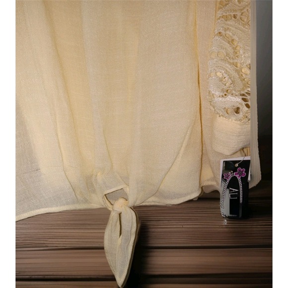 NWT‎ Youth Girls Ally B Yellow Top Shirt W/ Head Band Yellow Lace XL 16 - Picture 2 of 12